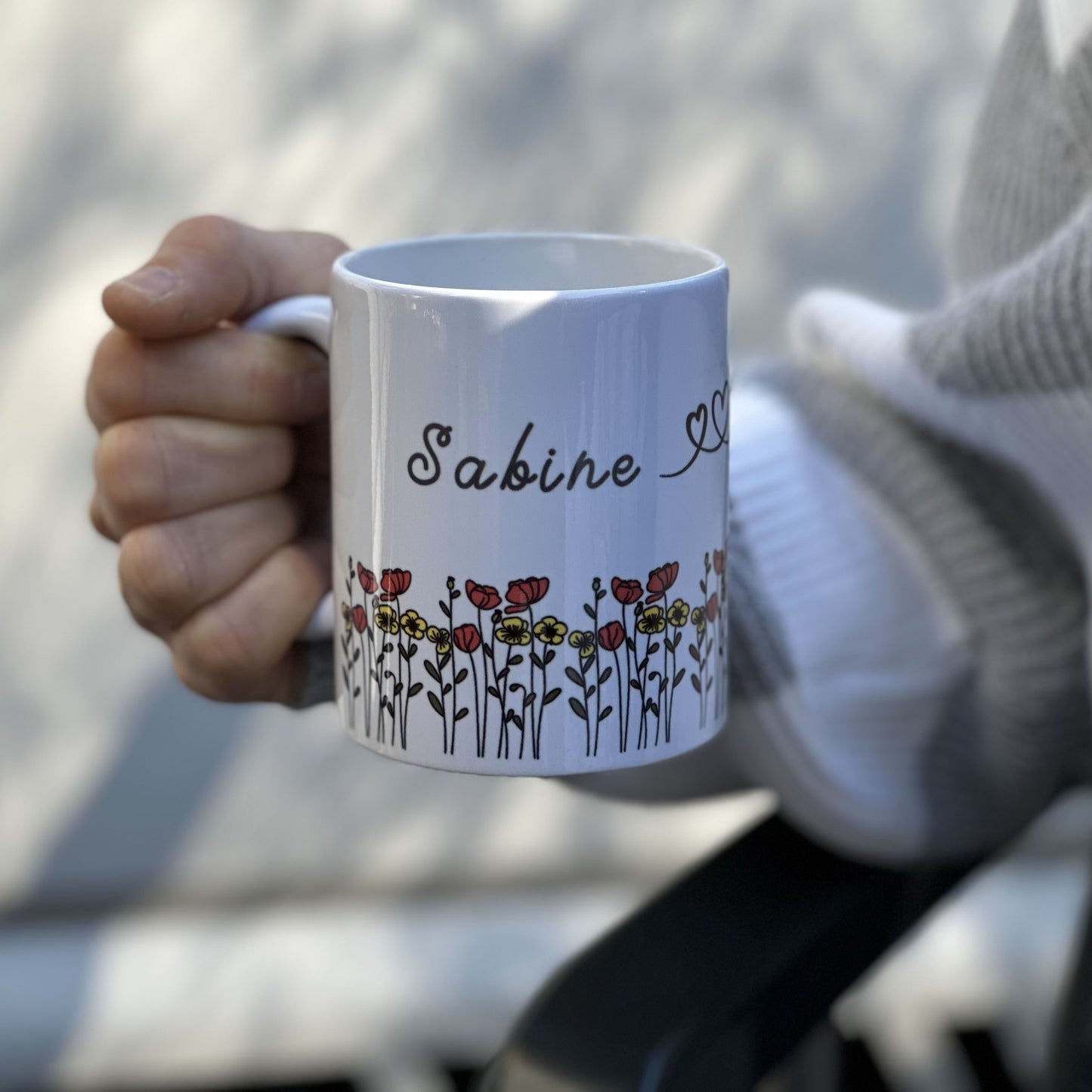Tasse "Blumenwiese mit Name"